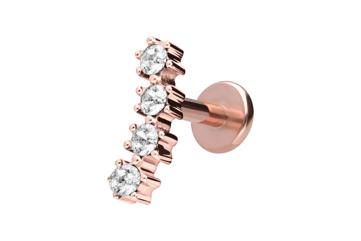 Titan Labret Piercing mit Innengewinde 4 EINGEFASSTE KRISTALLE